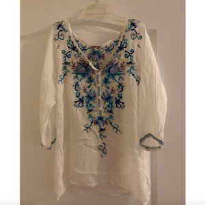 Johnny Was Boho Top with Undershirt, Size S